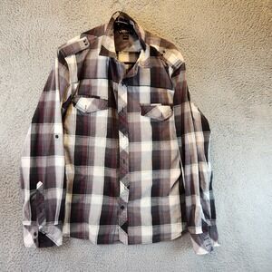 Helix Shirt Men 2XL Multicolor Plaid Pockets Long Sleeve Collared Button Up‎